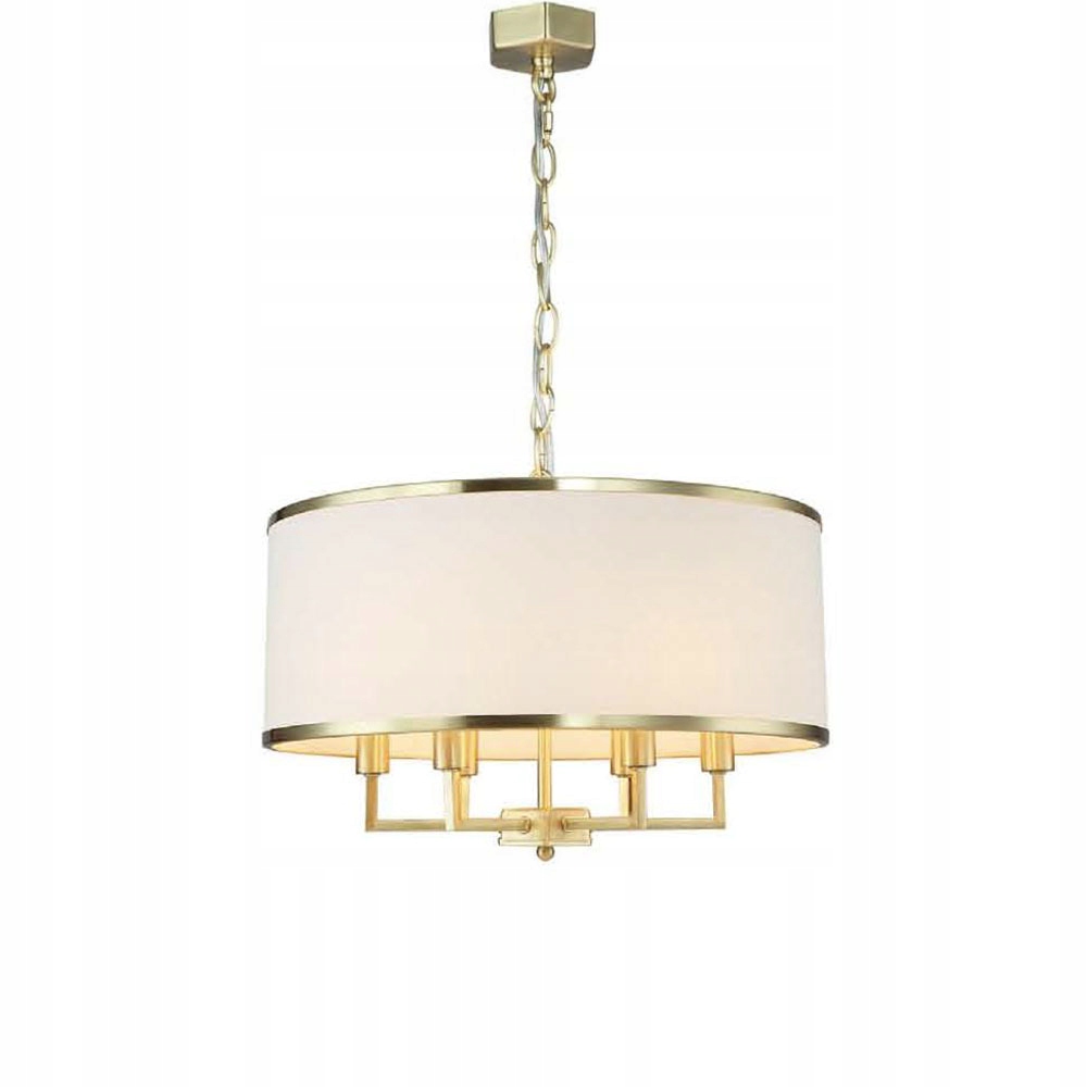 Art Deco Velká závěsná lampa Casa 6 zlatá saténová s bílým stínítkem, krásná