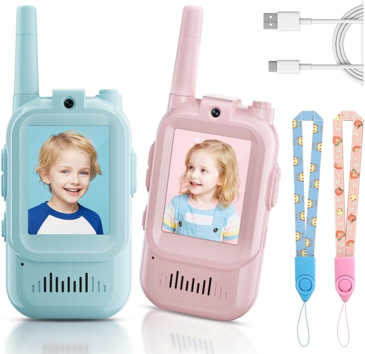 KRÓTKOFALÓWKI DLA DZIECI WALKIE TALKIE Wideo ZESATW DUŻY ZASIĘG 2X