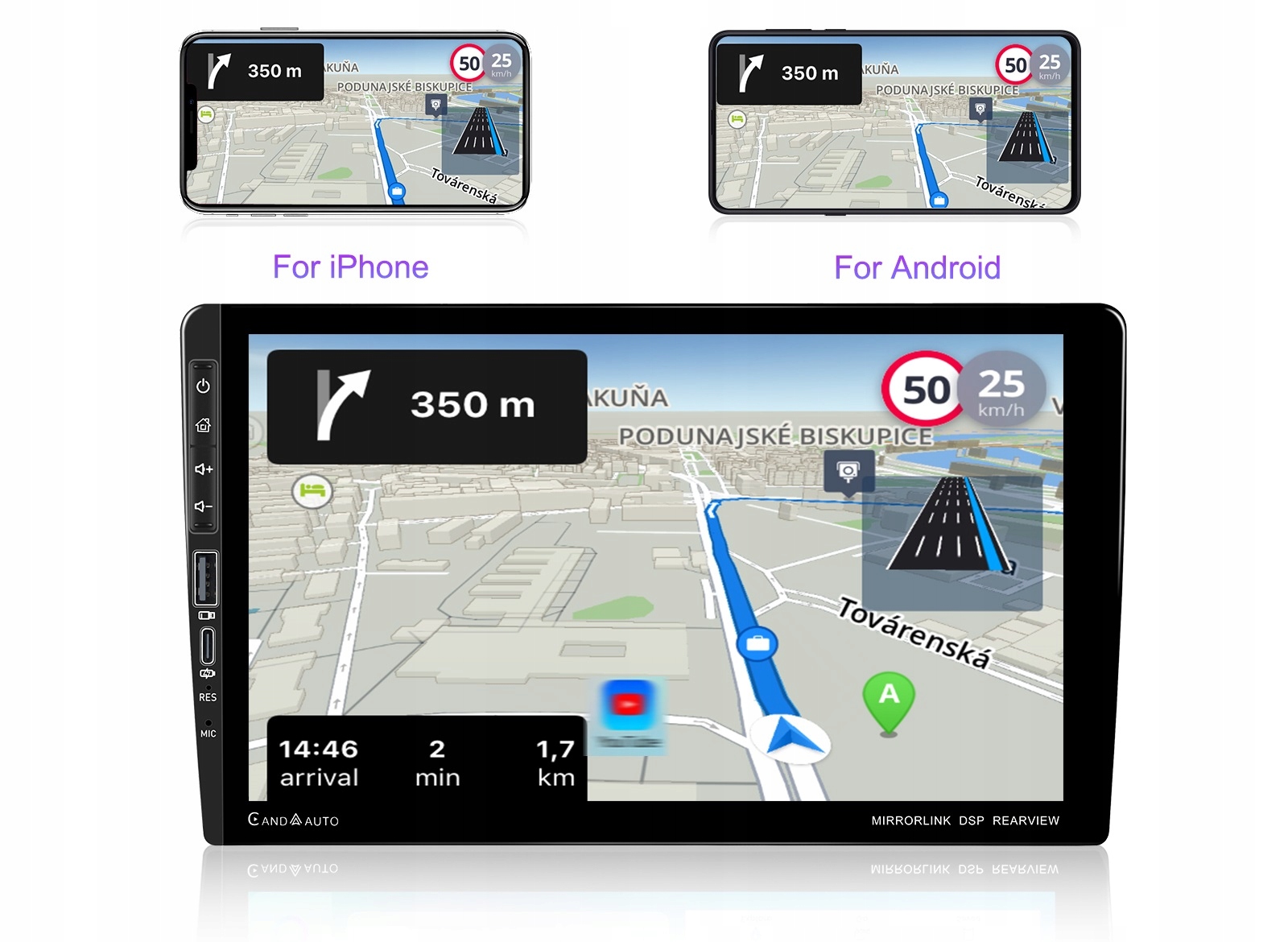 RADIO SAMOCHODOWE 2 DIN ANDROID AUTO CARPLAY RDS WIFI GPS 4 GB 9" DSP Odtwarzane formaty plików .aac .ape .flac .mp3 .wav .wma