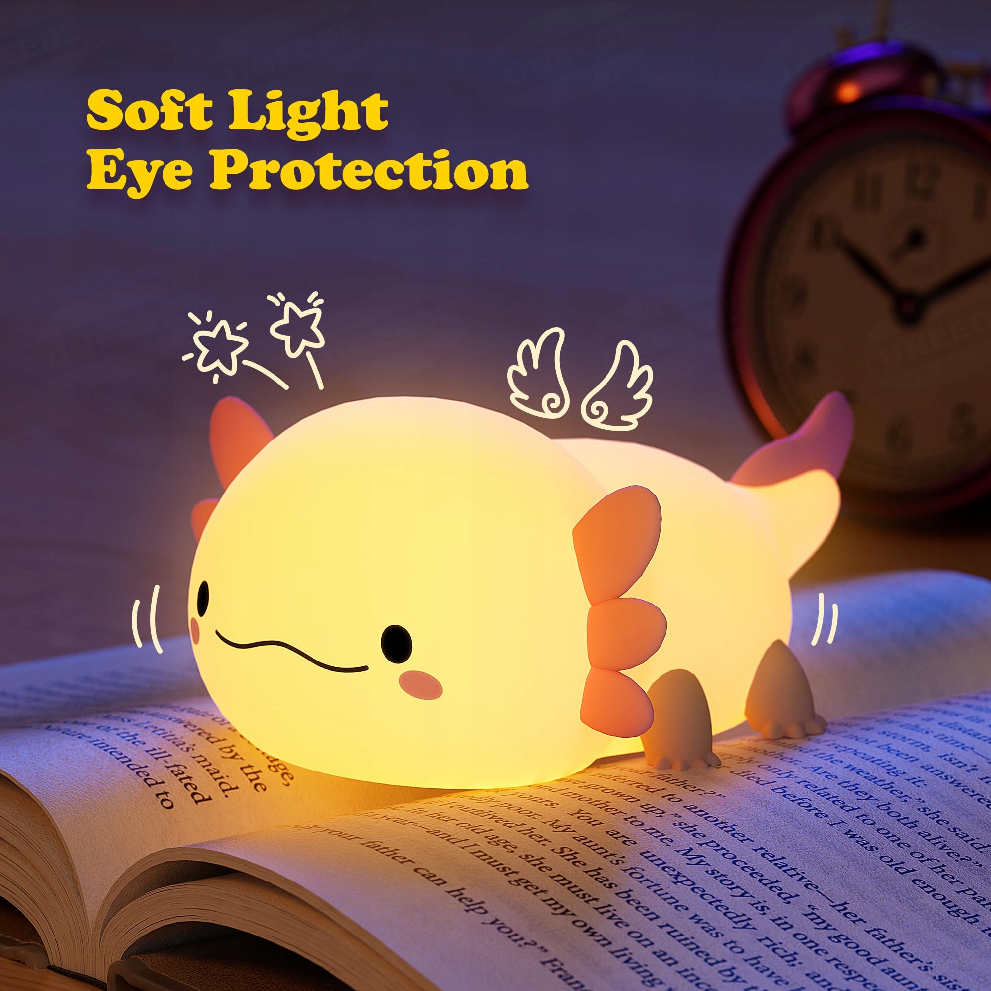 UNEEDE Lampka Nocna Dla Dzieci Silikonowa LED Różowy Axolotl — miniatura 5