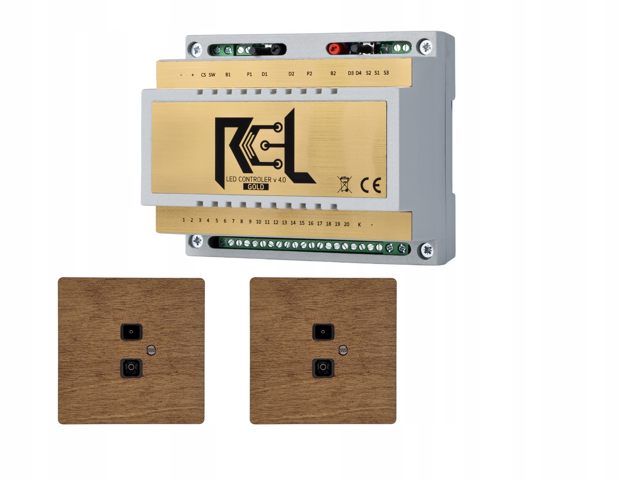 Schodiskový regulátor Rcl-led Gold, snímač vzdialenosti RG_1_WOOD_DARK