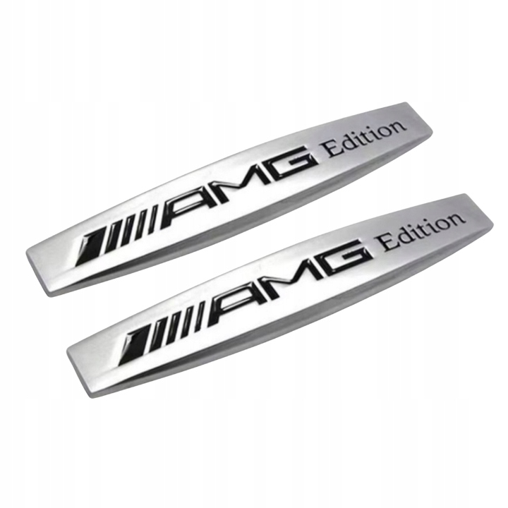 2SZT. Emblematy Logo Znaczek Na Błotnik Do Mercedes Amg Edition Srebrny Mat
