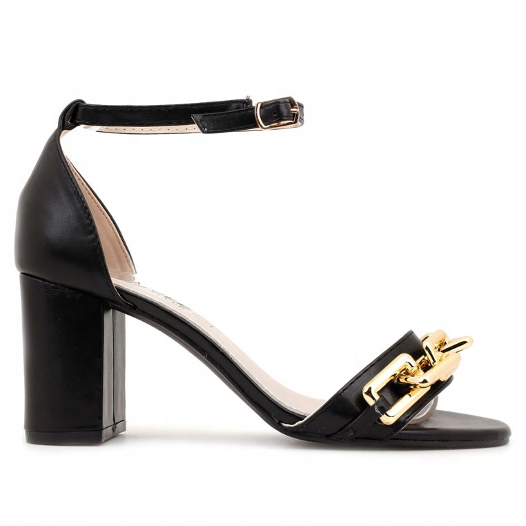 Sandały DAMSKIE NA obcasie SŁUPKU czarne sandałki Rozmiar 39