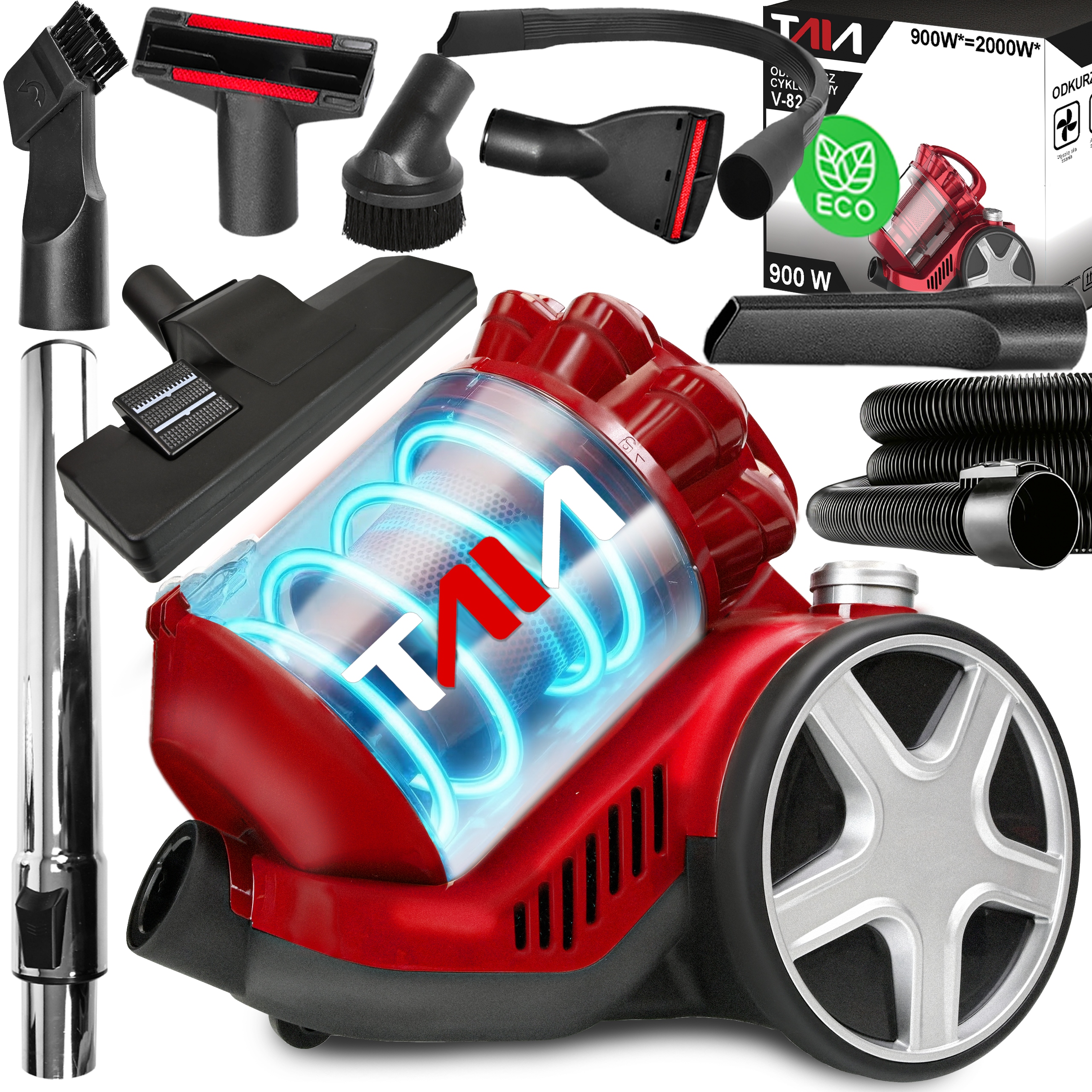 Odkurzacz Bezworkowy Cyklonowy Filtr Hepa Zbiornik 3L 5 Ssawek Turbo Zestaw