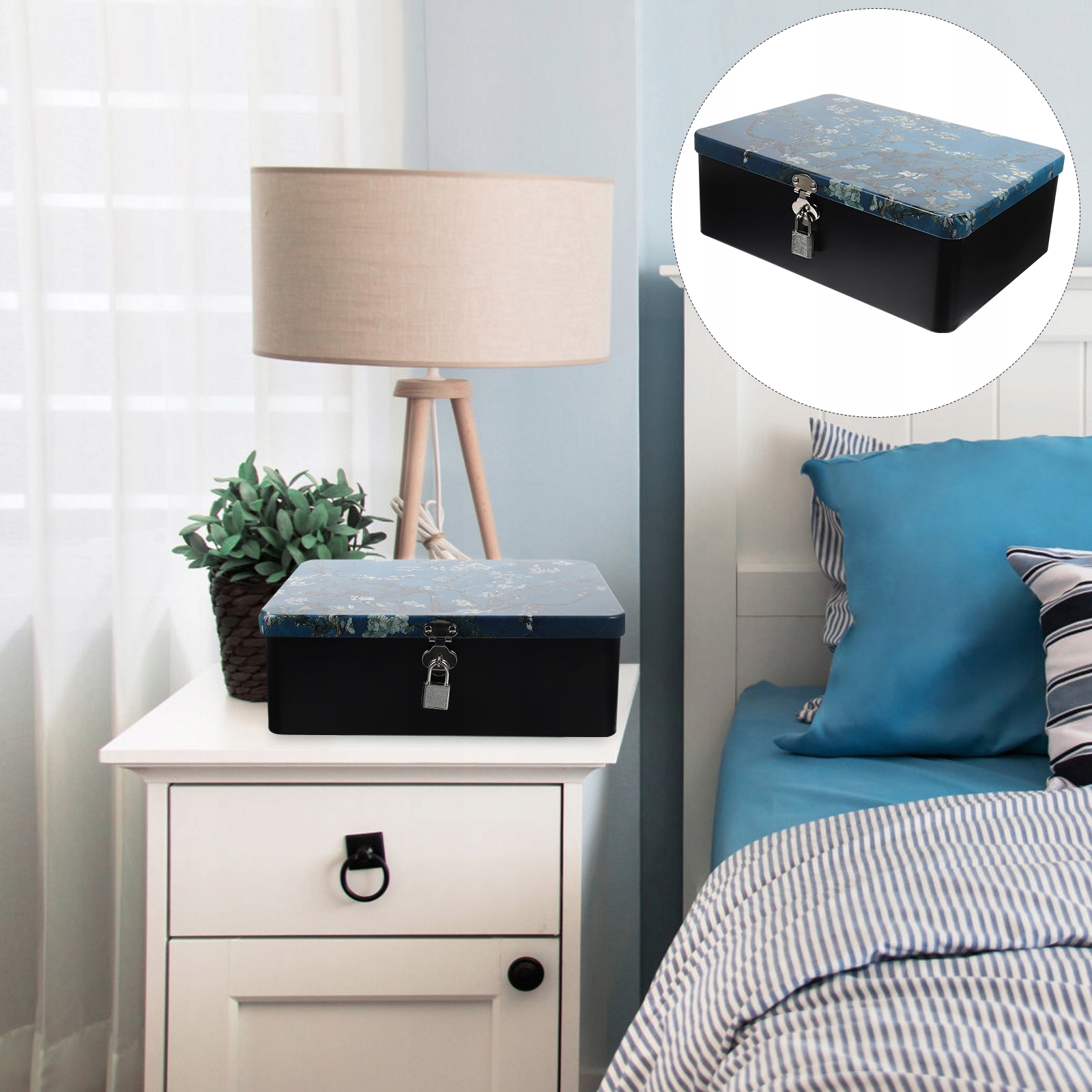 Puszka METALOWA Z POKRYWKĄ PUDEŁKO KLUCZ VINTAGE Materiał inny