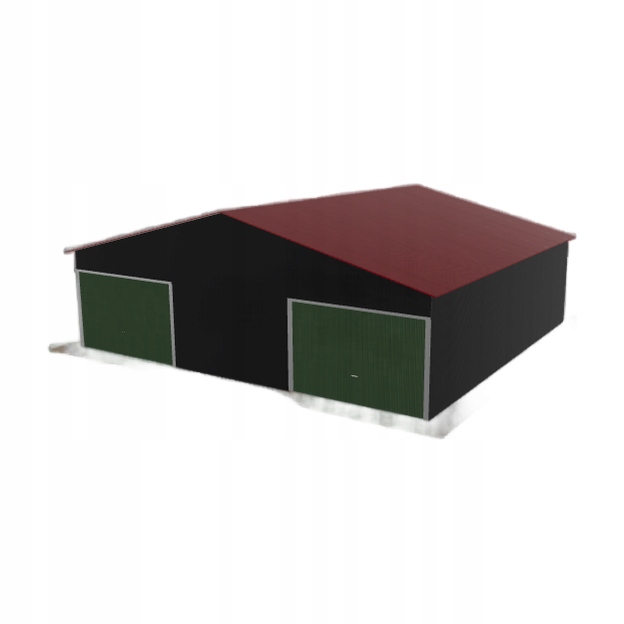 Plechová garáž 9x8.5 m dvoupolohová, dvoupolohová, černá
