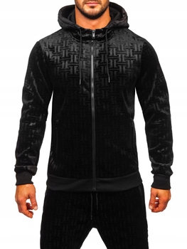 Černé sametové pánské teplákovka Denley 3B113A_2XL