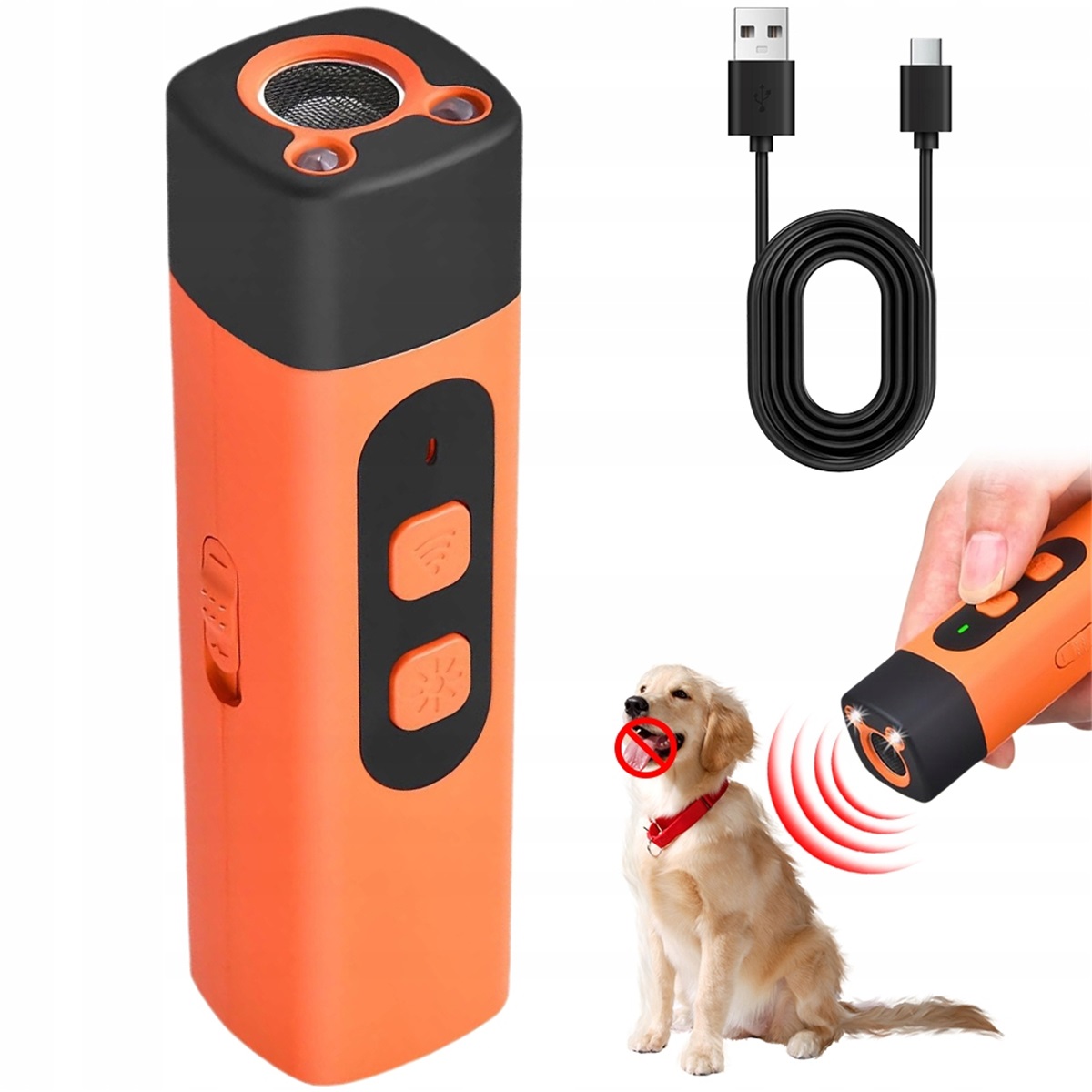 Levně 10 M Ultrazvukový Trenér Psů Usb Oranžový S Baterií 60 Dní