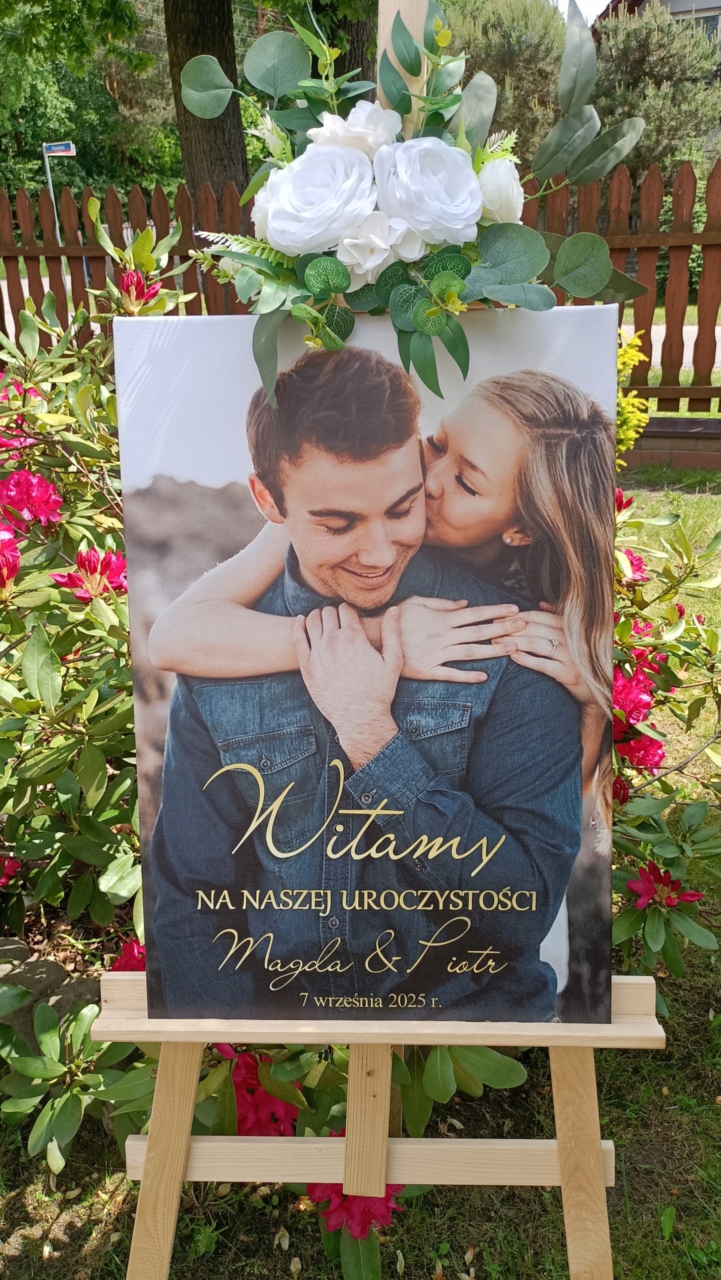 Tablica powitalna na ślub wesele 70x50 OBRAZ ZE ZDJĘCIEM I PERSONALIZACJĄ Kształt prostokątny