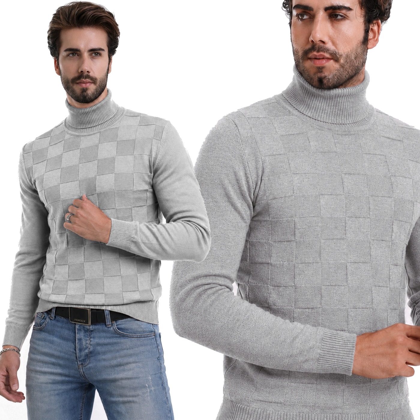 Pánský svetr Rolák Stojáček Cipo Baxx Klasický Slim Elegance