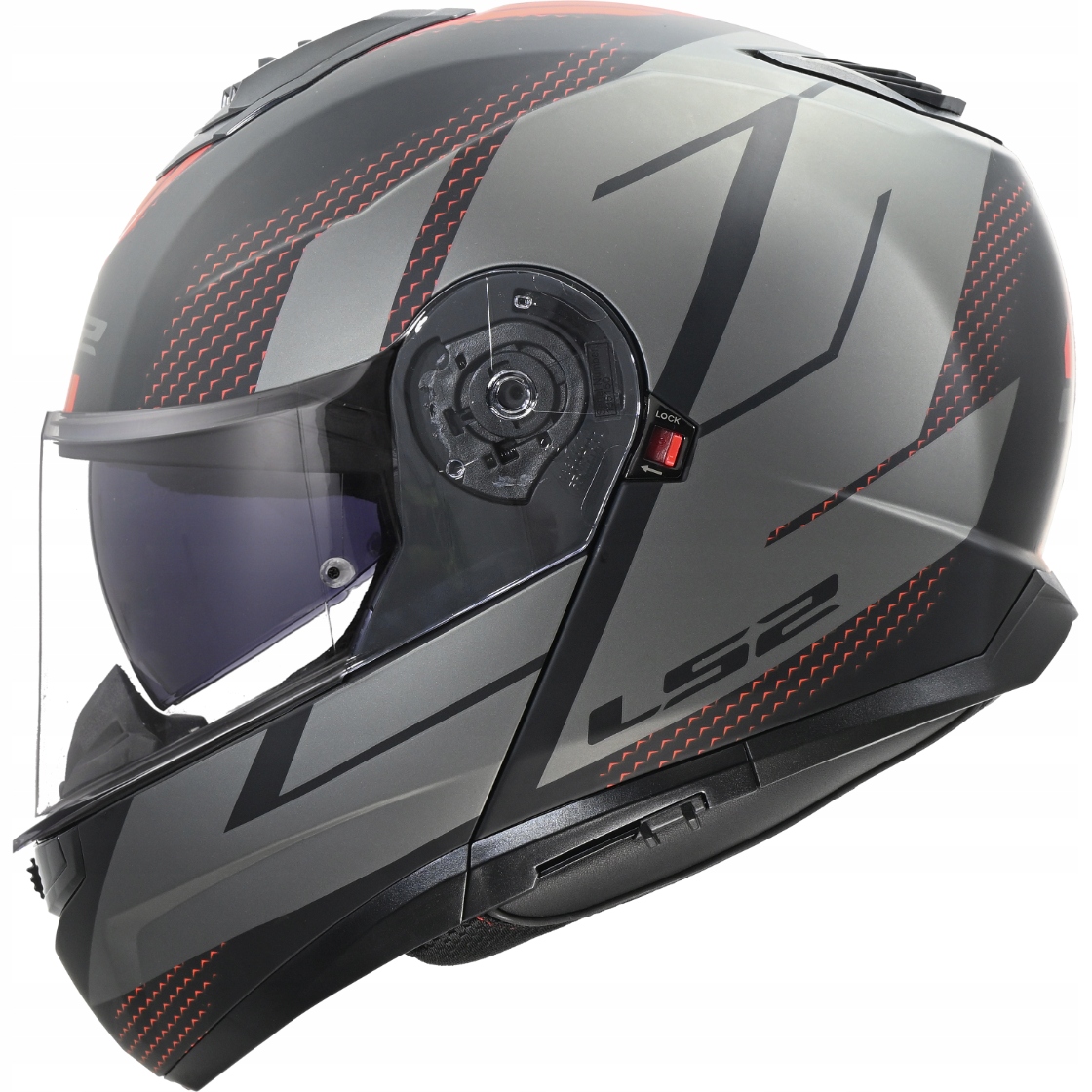 LS2 FF908 Strobe II Code M. Black Grey -06 Motocyklová Prilba S Čeľusťami XL
