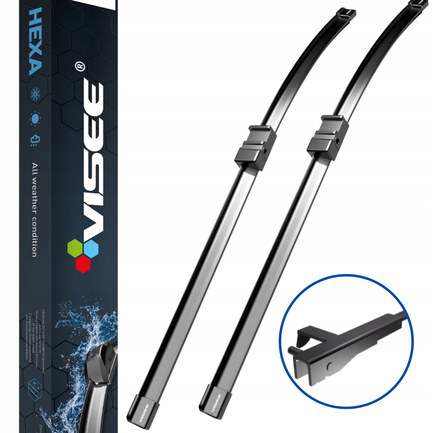 

Zestaw Wycieraczek Visee Hexa Do Auta 700/700R mm