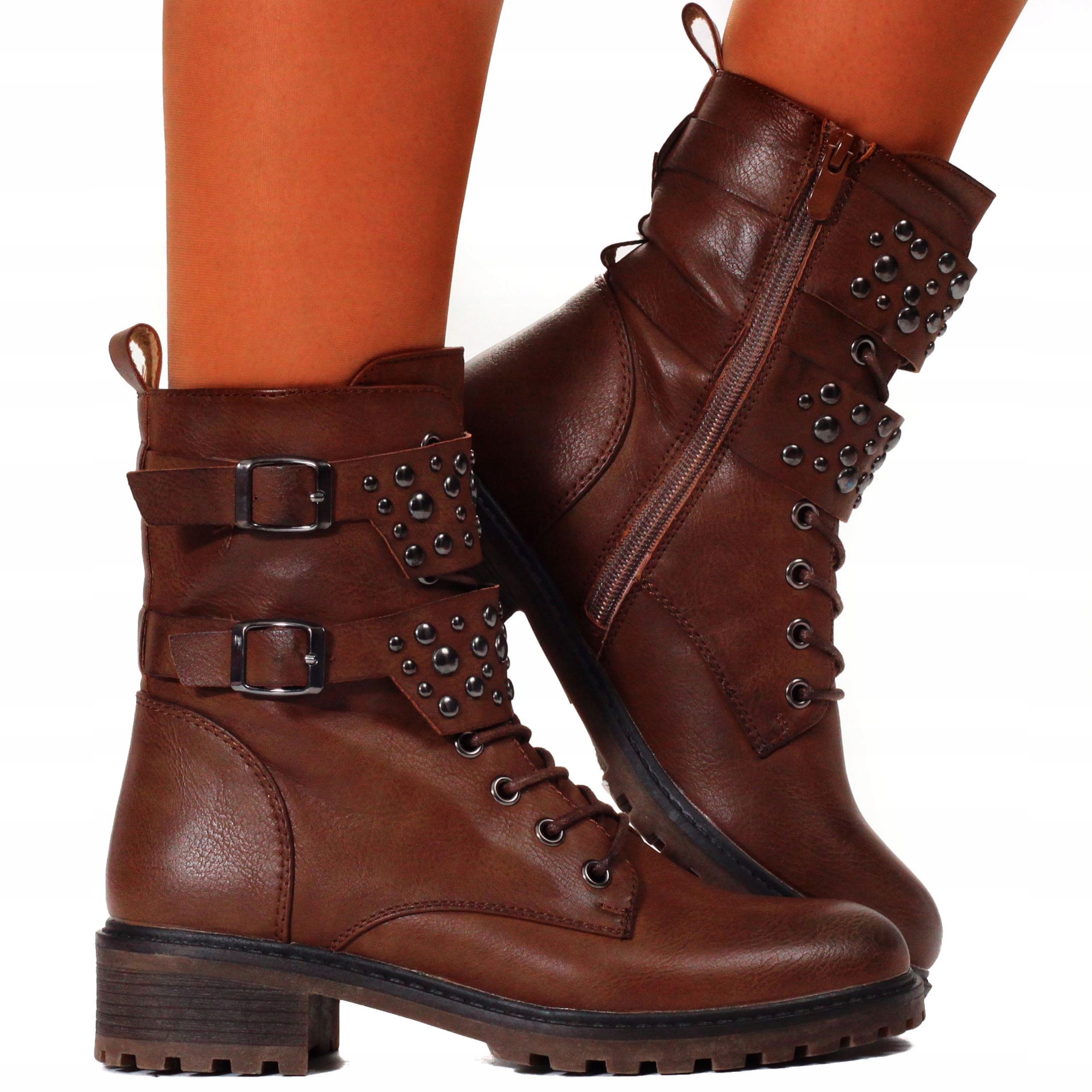 

Glany Botki Damskie Buty Workery Wysokie