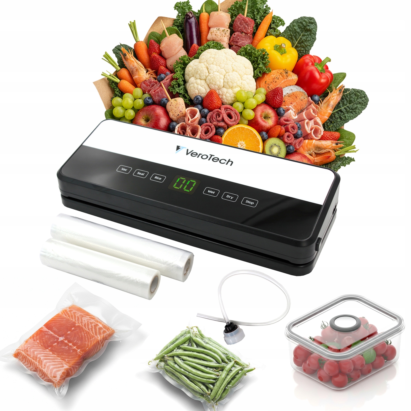 Vakuová svářečka, balicí stroj na potraviny, externí odsávání, dvě role