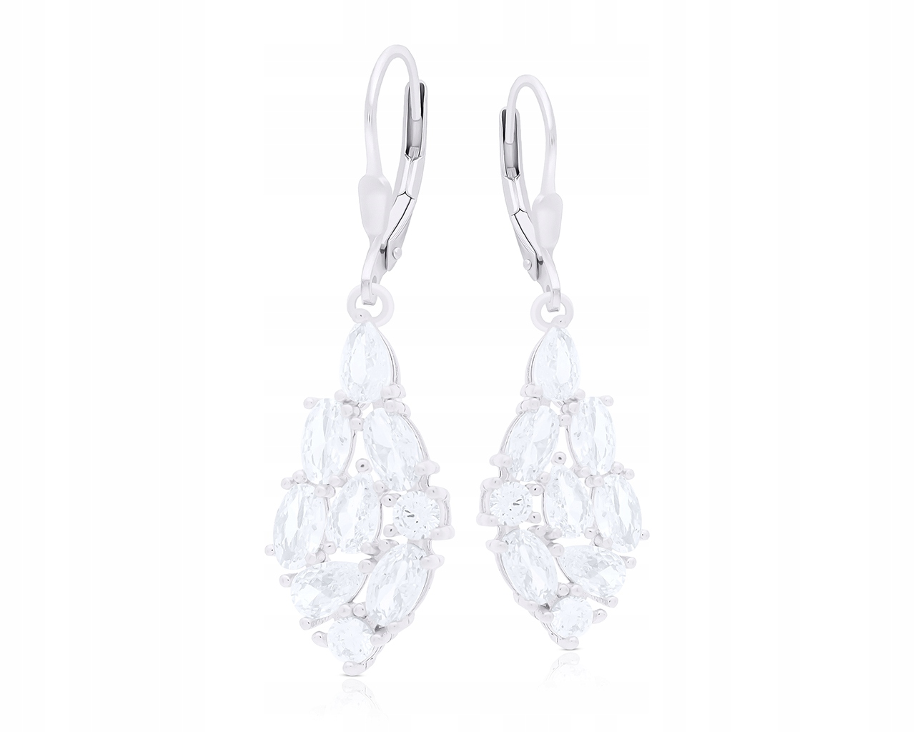 Stříbrné Náušnice se Zirkony elegantní design, dámské, Stříbro 925