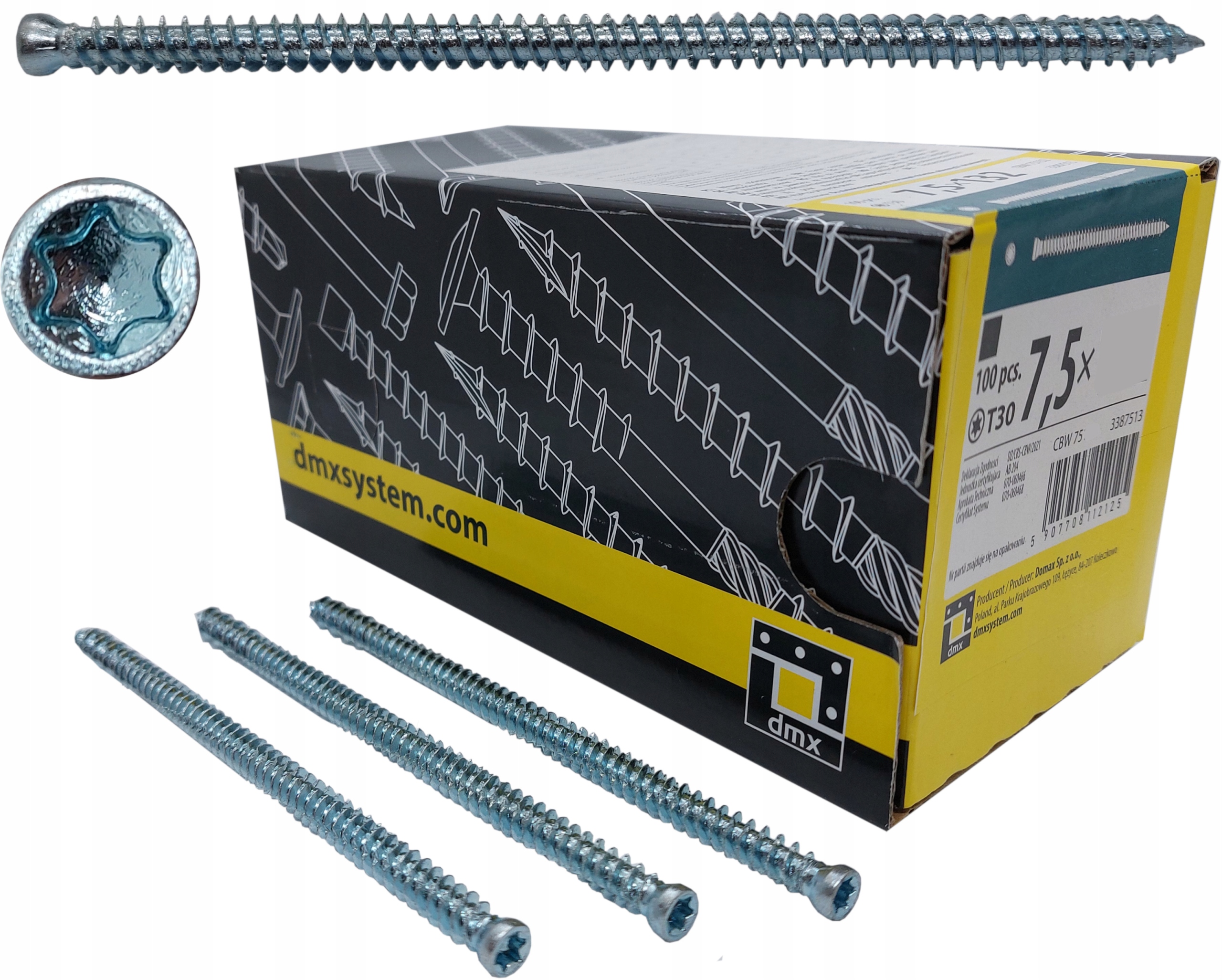 Wkręty OŚCIEŻNICOWE do OKIEN walcowy 7,5x152 100sz