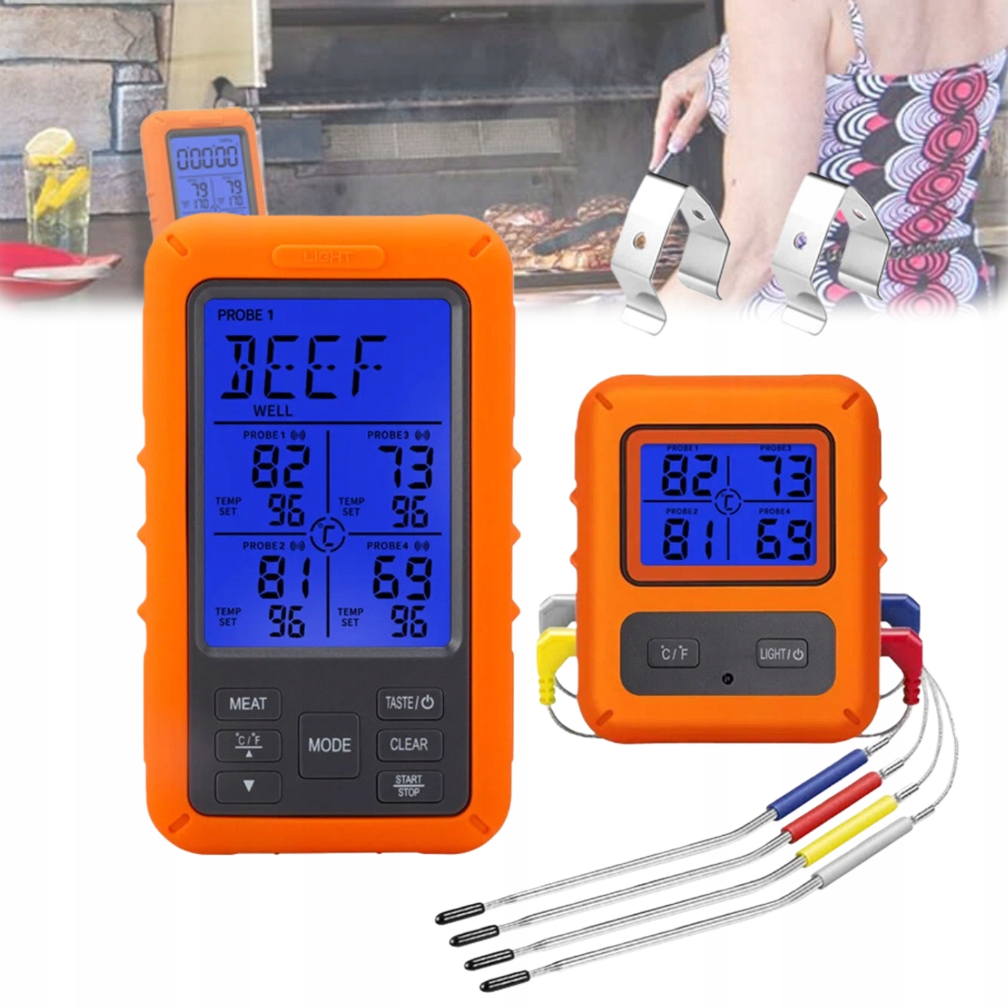 4kanálový teploměr pro kuchyňský gril Bezdrátový digitální teploměr