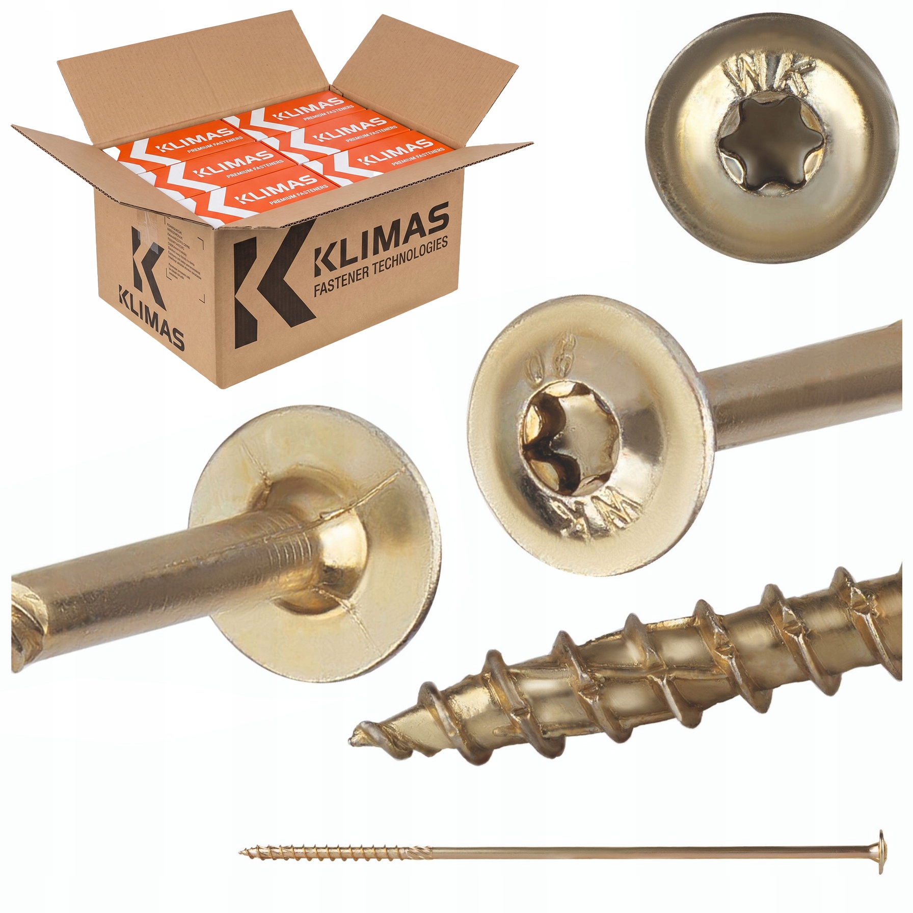 Tesárske skrutky Torx 8x300 mm 400 ks tanierové na drevo Klimas Wkcp