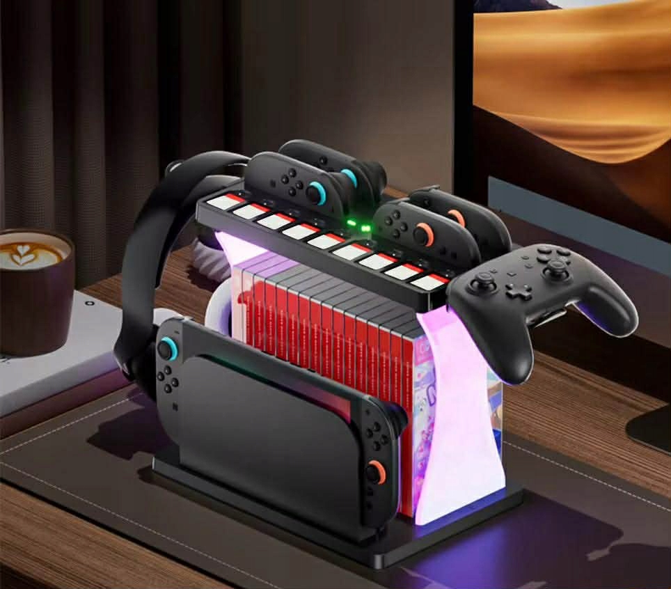 Nabíjecí stanice a organizér pro konzoli Nintendo Switch 2 s Rgb podsvícením