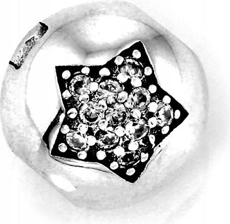 Stříbrný přívěsek 925, kulička na náramek s hvězdičkami a zirkony, módní