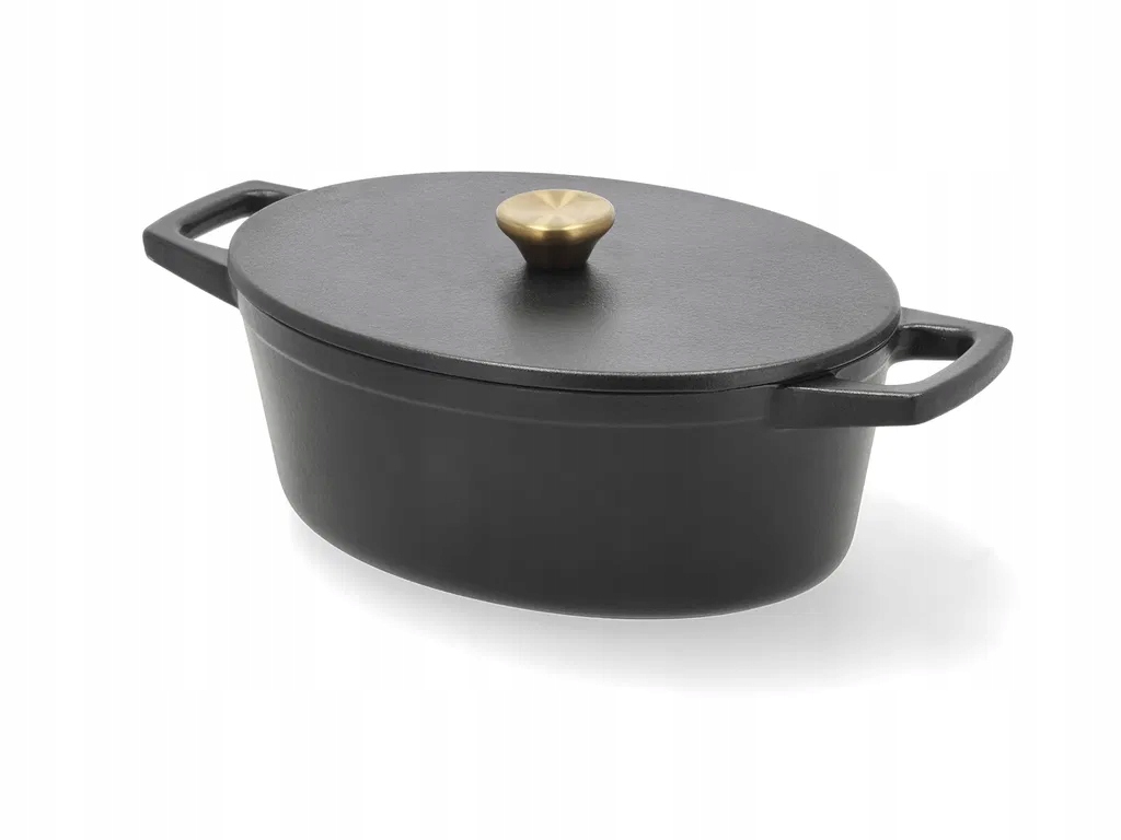 Holm Cast Iron Pekáč Oválny Hrniec Liatinový 3,8 l Čierny