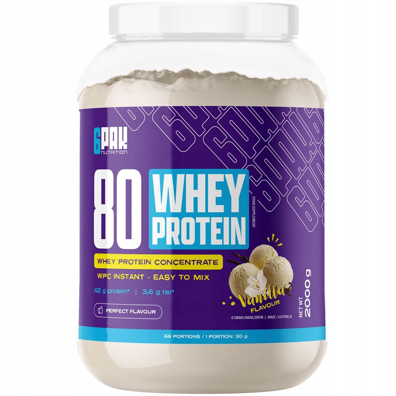 6PAK Nutrition 80 Whey Protein 2000 g Wpc Protein Aminokyseliny