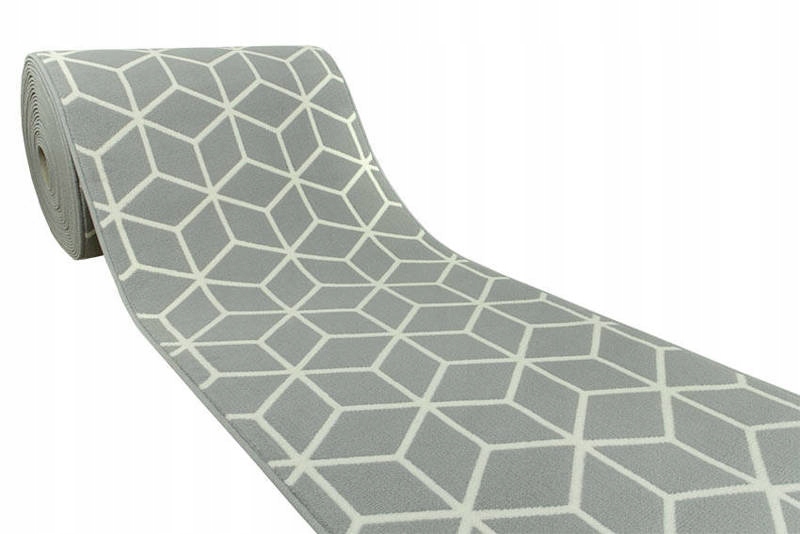 

szer 60 cm Chodnik Dywanowy Jasny Szary Cubes 3D