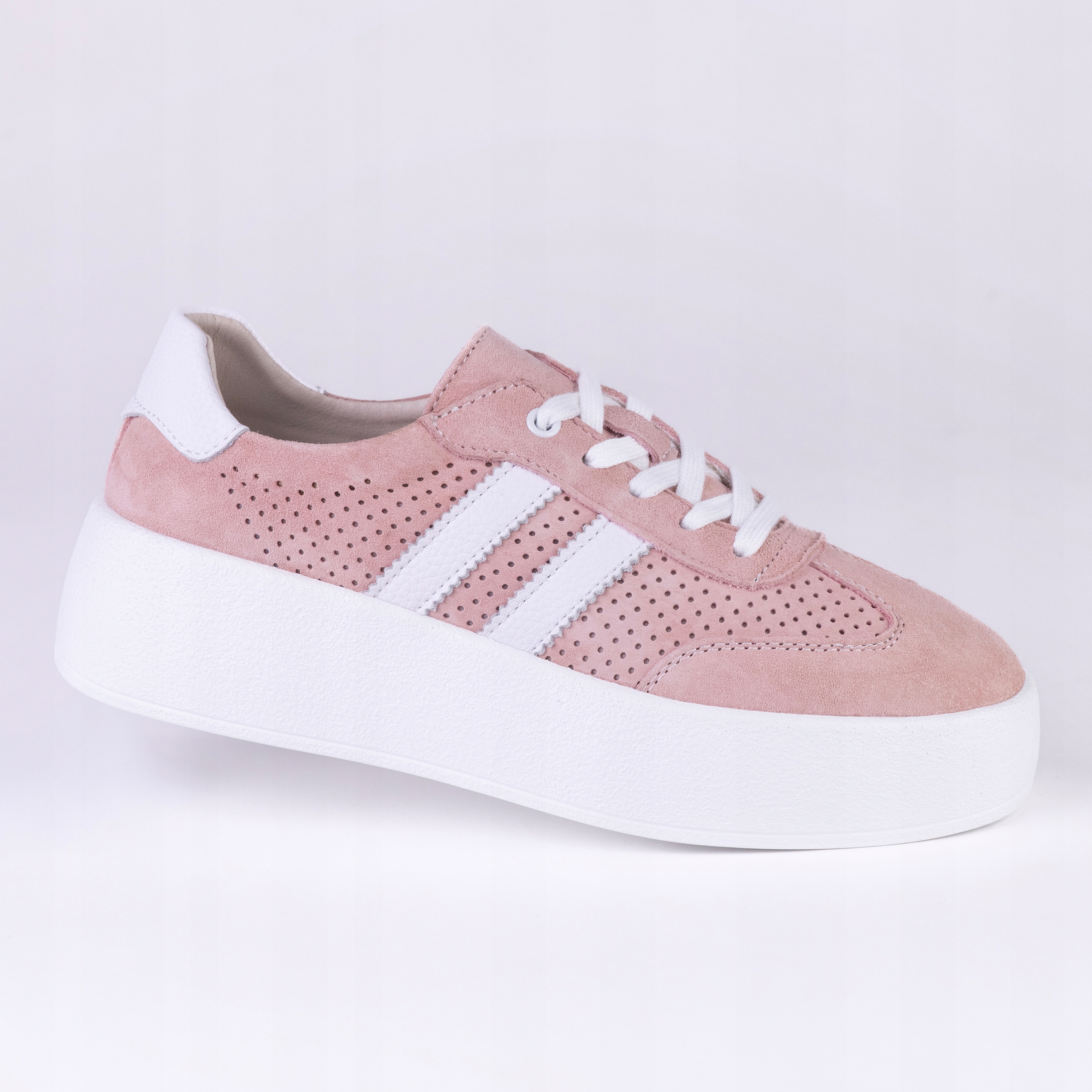 Dámské tenisky Goodin GD-XF-212 kůže semiš ažurová platforma růžová 36