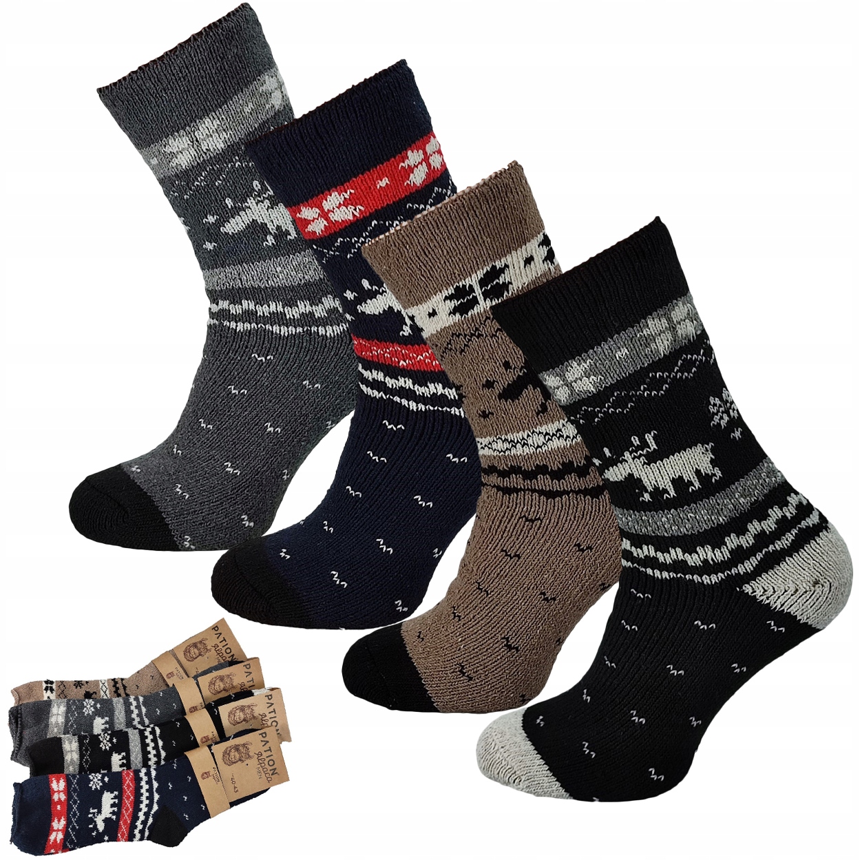 Ponožky Vlněné Alpaka pánské 4 Páry zimní silné teplé Dlouhé 40-43