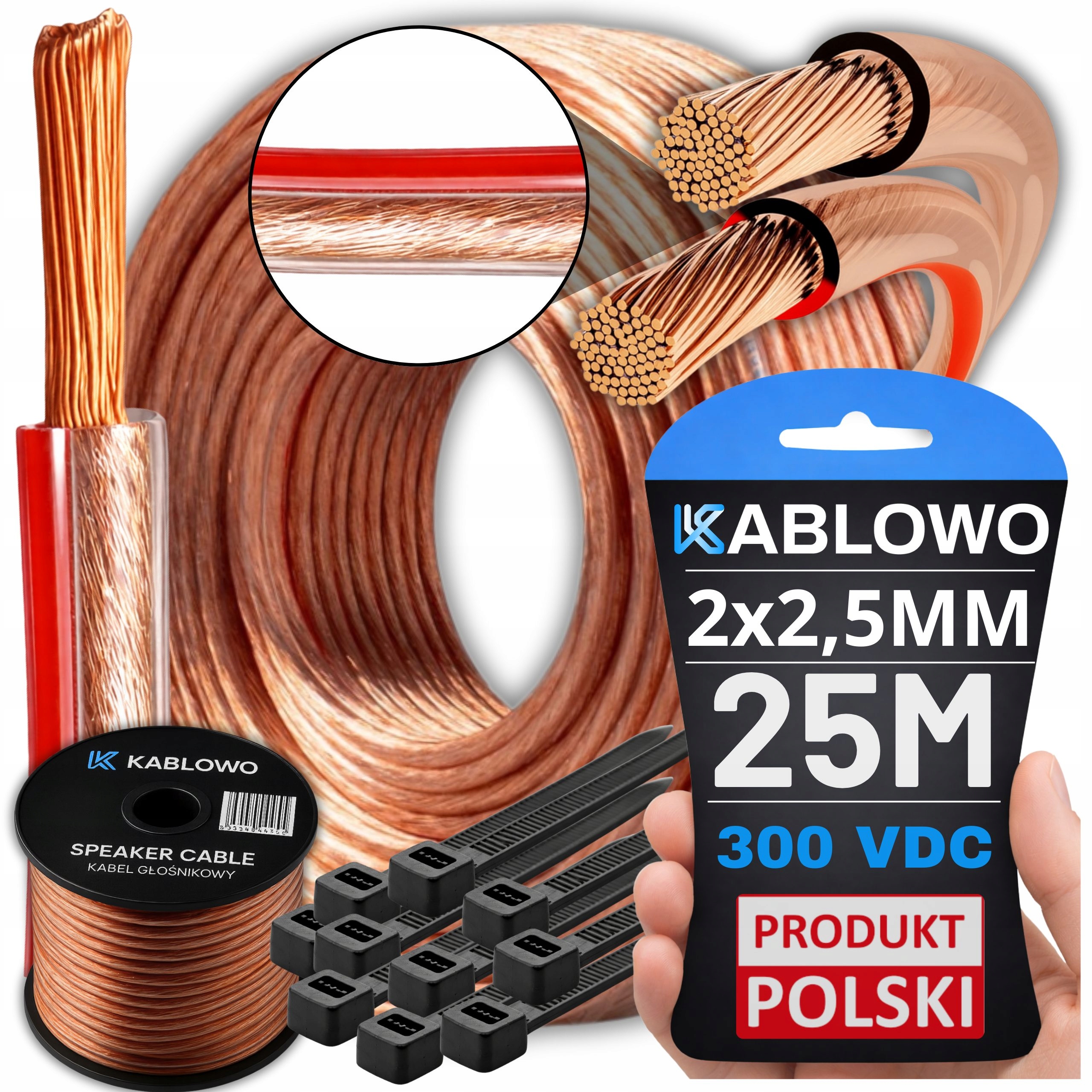 Reproduktorový Kabel Dvoužilový Audio Kabel Hq Ofc Cu 2x2,5MM Kabel 25M