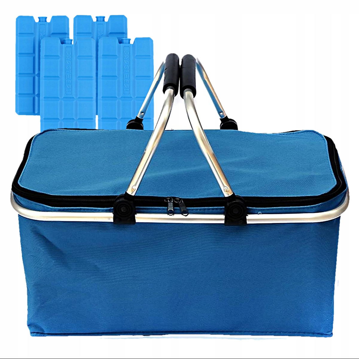 

Duży Kosz Piknikowy Termiczny Składany + 4 Wkłady