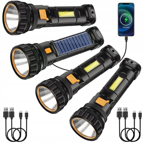 SOLAR LED Latarka USB Ładowalna Wodoodporna 3 Tryby Outdoor — miniatura 2