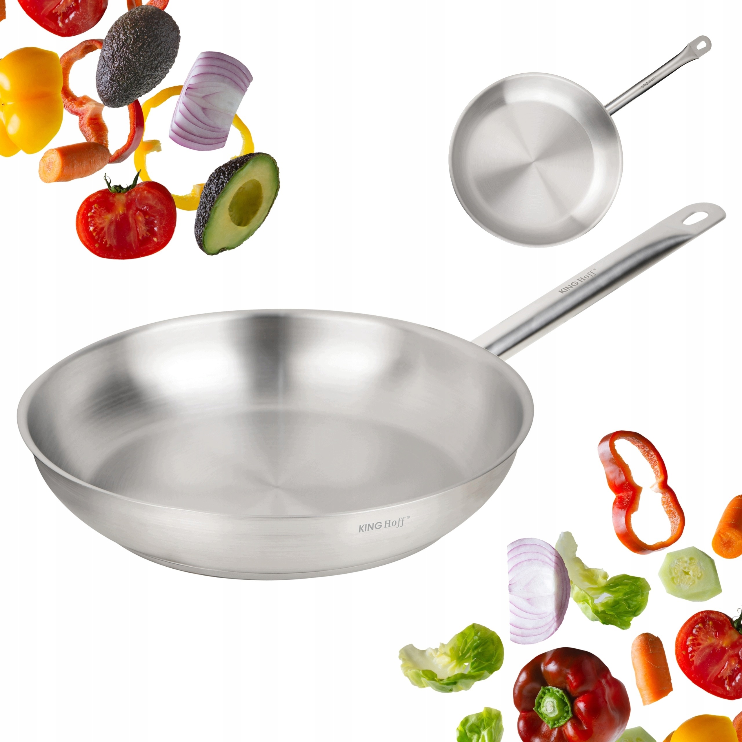 Velká ocelová pánev 28 cm Kinghoff Ocel 21 Ct gastronomická indukce Plyn