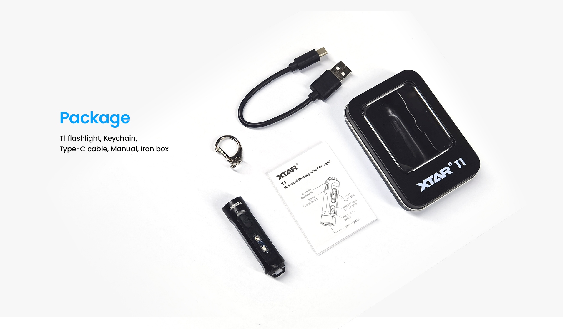 MOCNA MINI latarka LED brelok XTAR T1 500 LUMENÓW Źródło światła LED