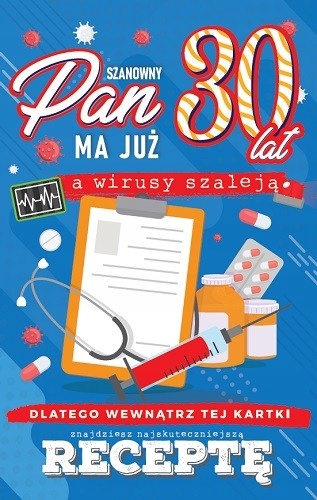 

na 30 urodziny dla mężczyzny kartka JCX45