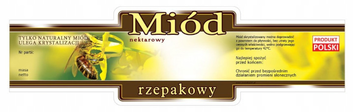 

Etykiety Samoprzylepne 100 szt Miód Rzepakowy