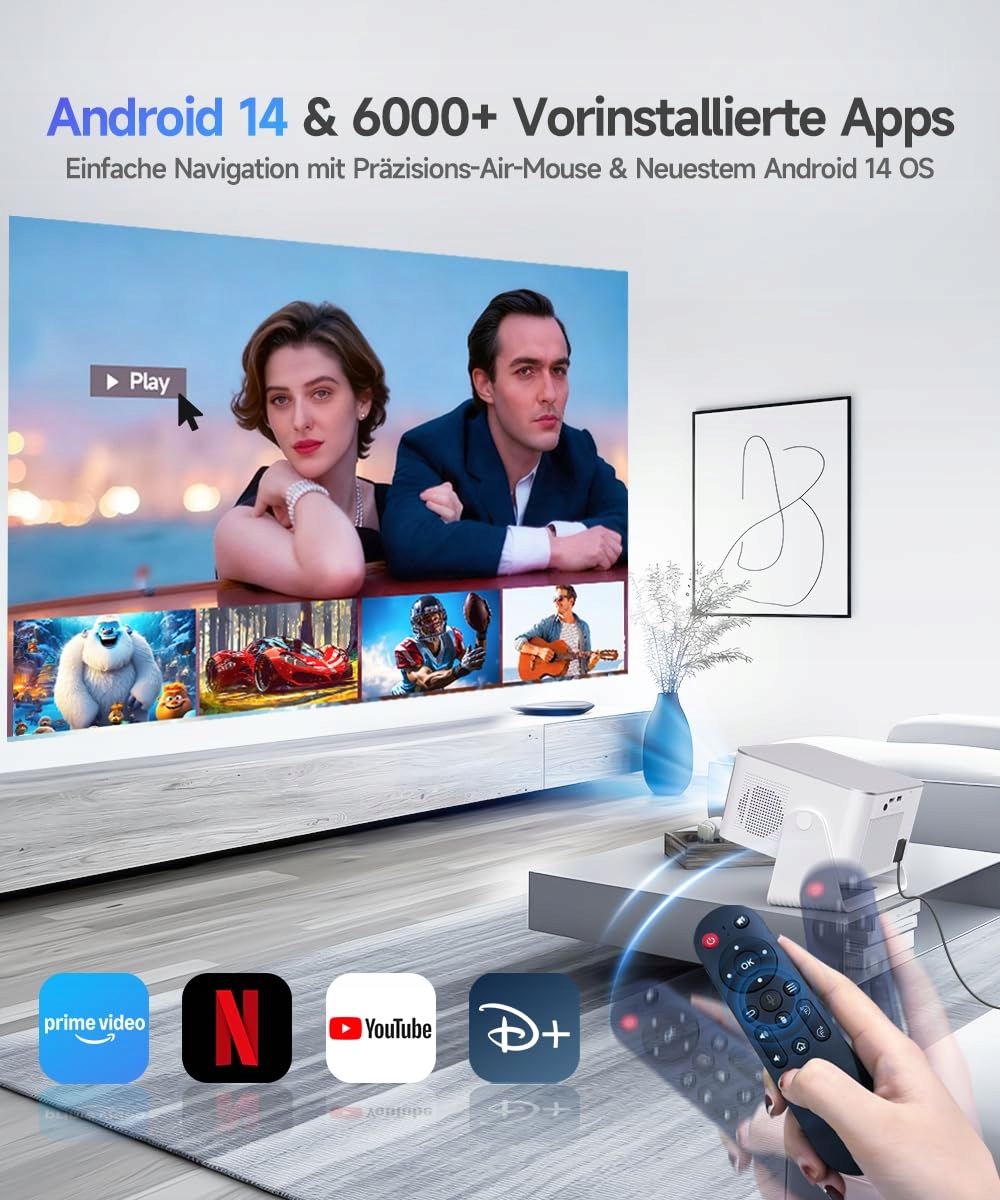 ALWTNIET Projektor 4K 8K Full HD 1080P Android WiFi Bluetooth Heimkino — miniatura 2