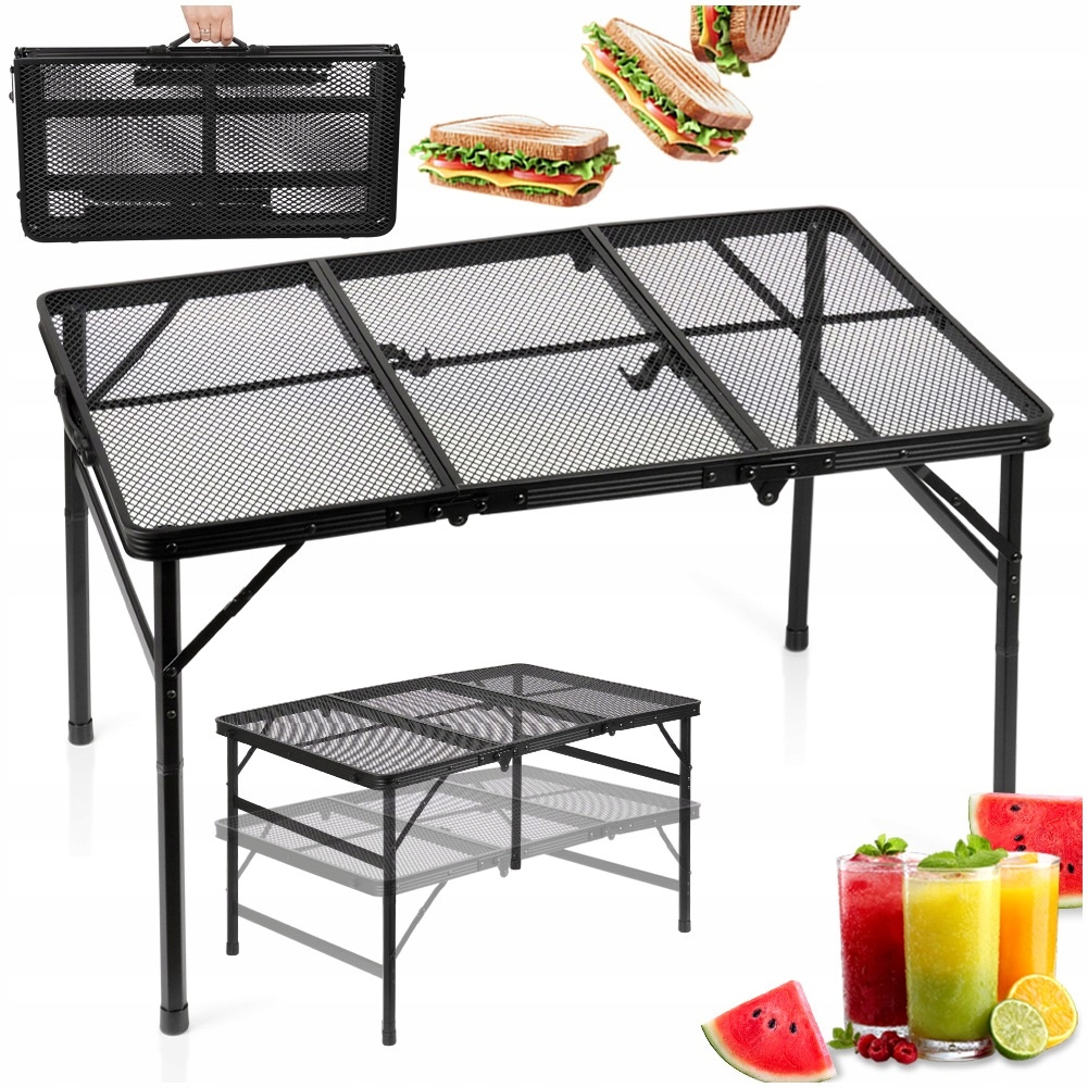 Turistický skládací stůl Rozkládací kempingový zahradní stůl 2v1 90x60 cm