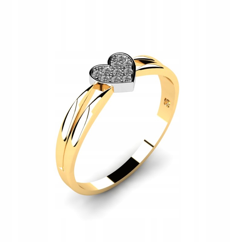 

Pierścionek Złoty Błyszczące Serce Z Brylantami