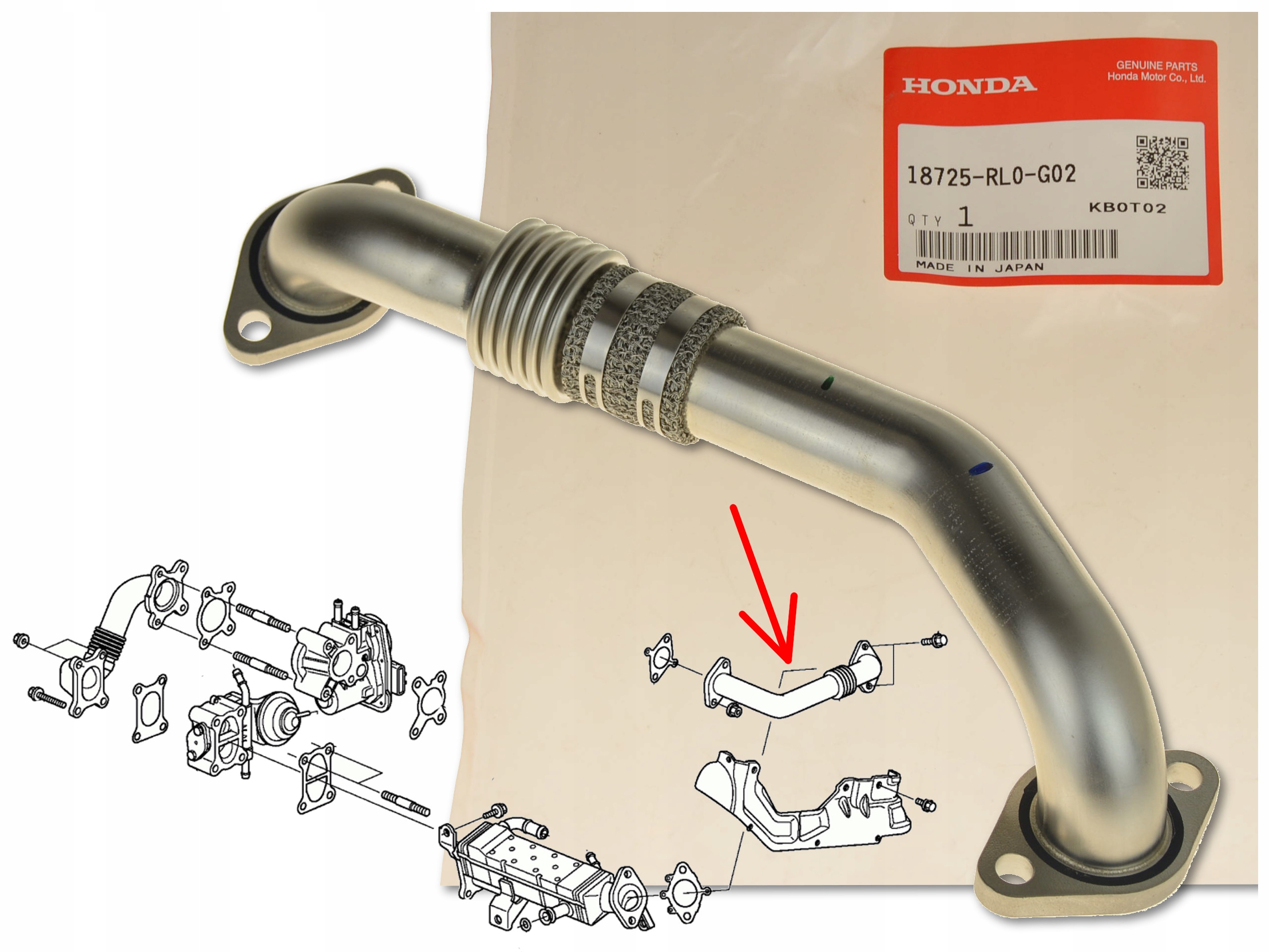 Kabel Trubka Egr 18725-RL0-G02 Accord VIII CIVIC Cr-v 2.2D I-dtec Oe Honda