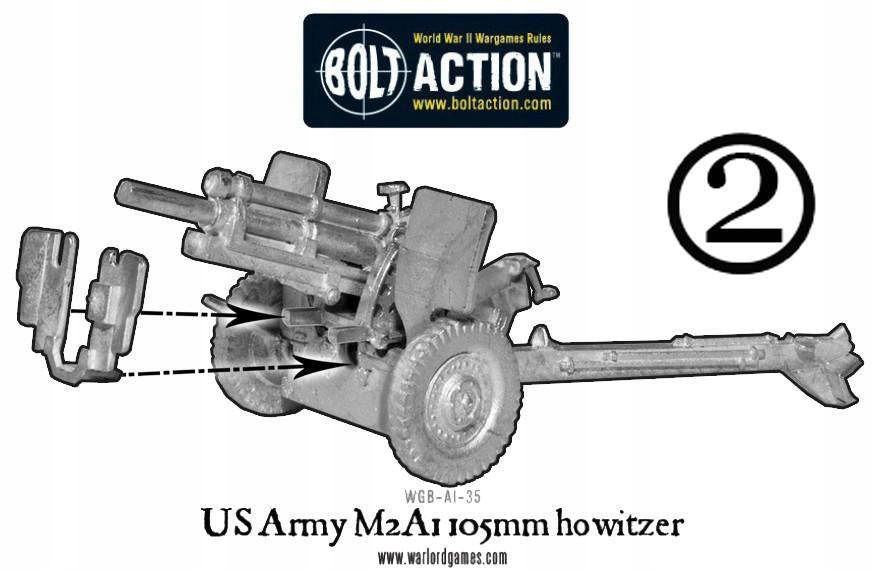 Bolt Action US Army M2A1 105mm Howitzer Materiał metal