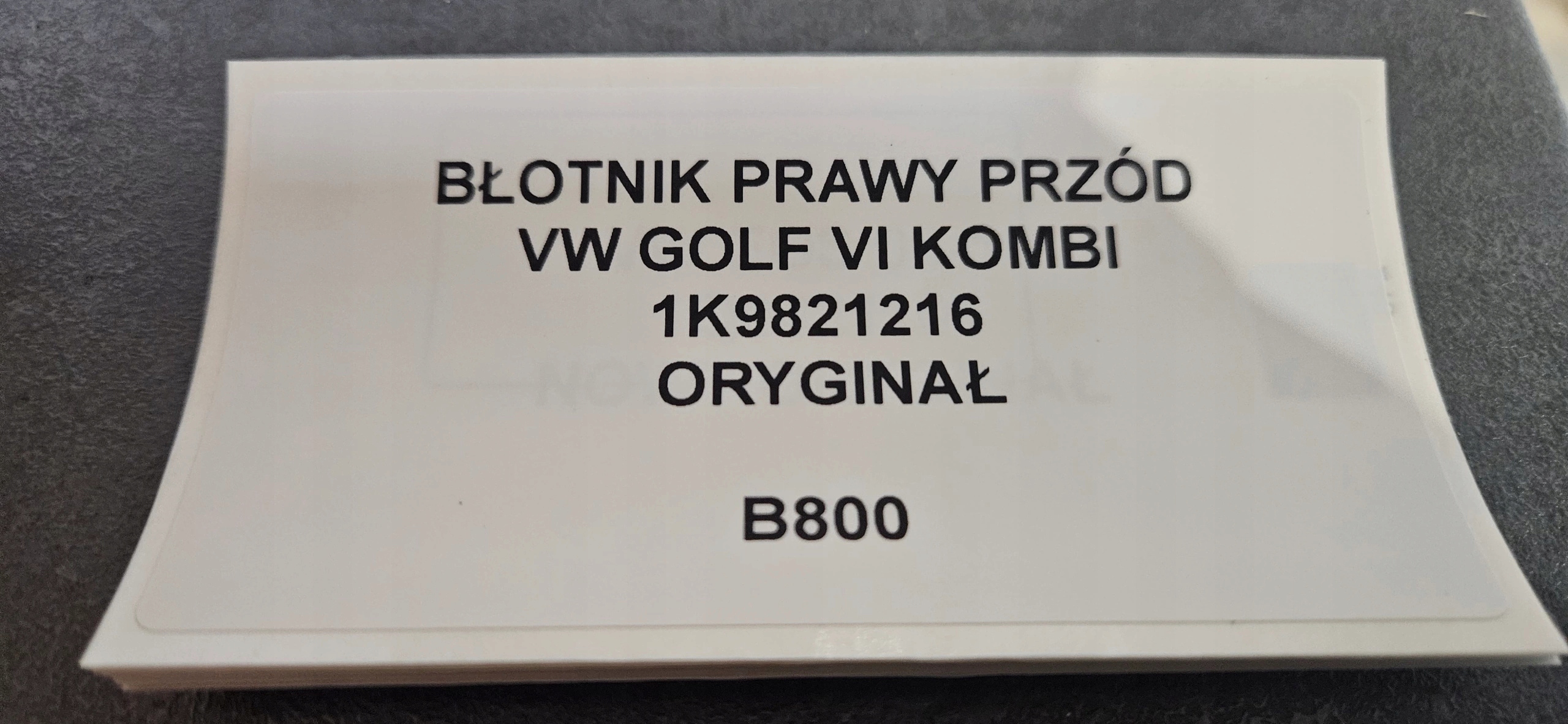 BŁOTNIK PRAWY PRZÓD VW GOLF VI KOMBI ORYGINAŁ Wersja Europejska