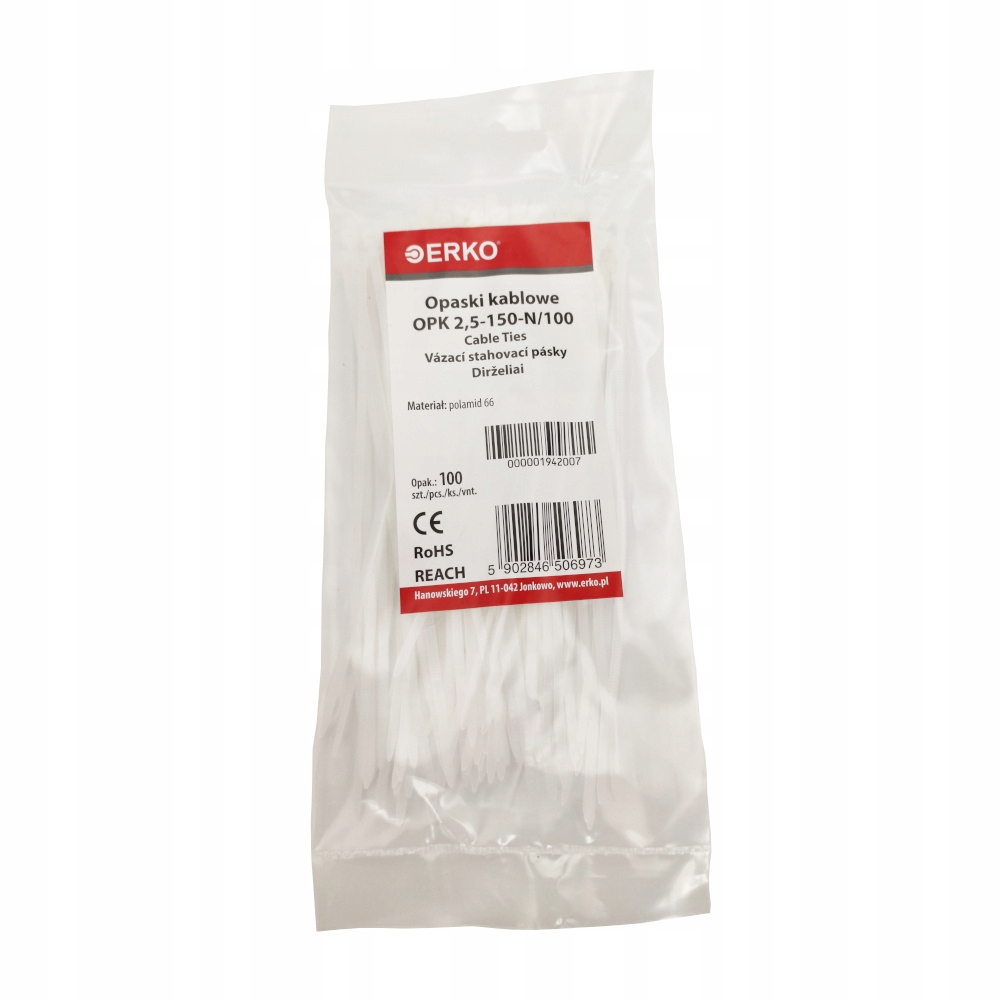 

Opaski Kablowe Zaciskowe 2,5x150 Naturalne Trytki