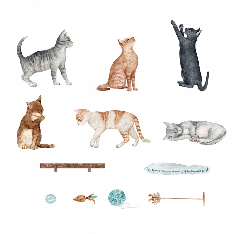 

DK395 L Naklejki na ścianę kotki Koty