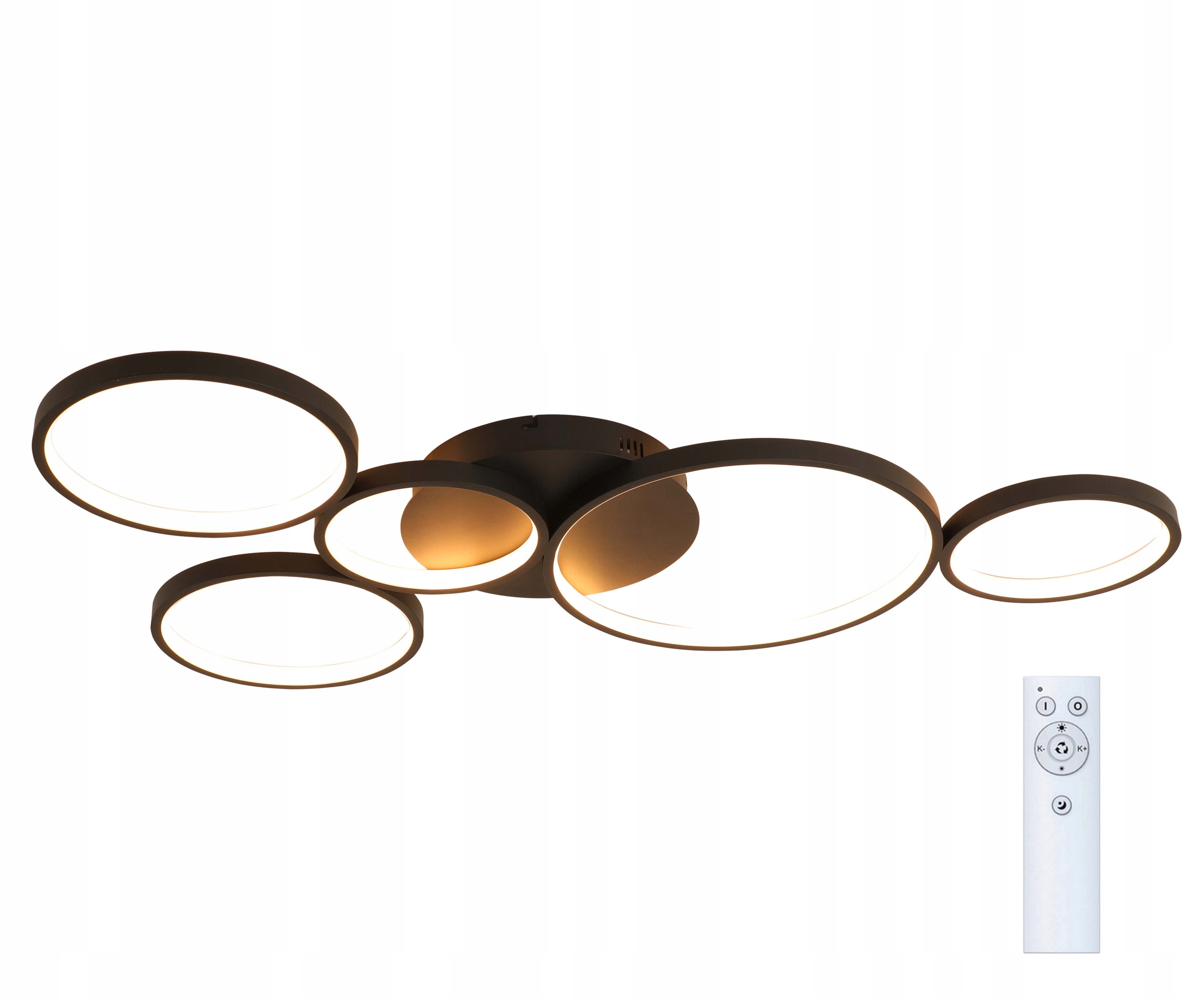 Czarny żyrandol plafon lampa wisząca Led okręgi ring 98cm pilot 2,4G