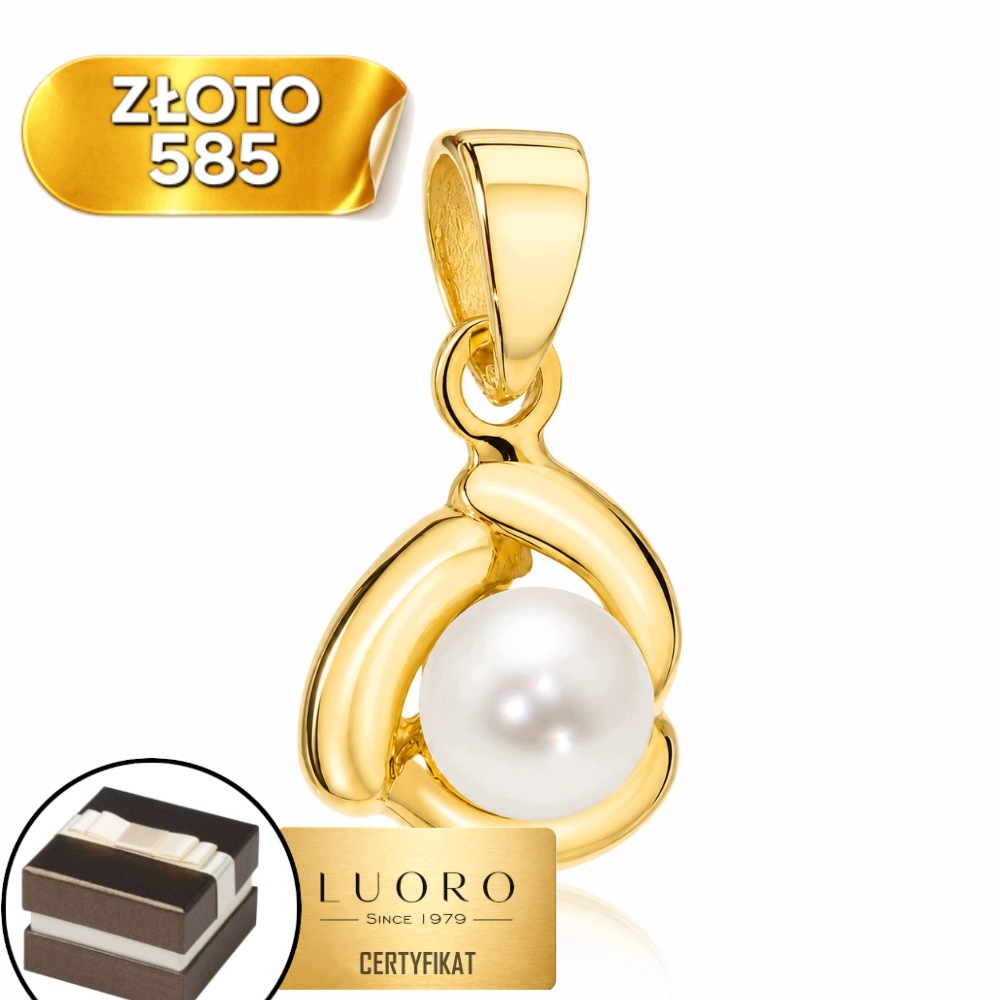 Zlatý Přívěsek 585 14K S Přírodní Perlou 1,5 CM Elegantní Klasika
