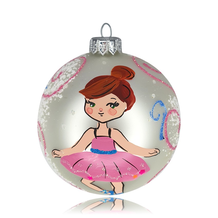 

Bombka 10cm/1szt dekor graficzny lux baletnica