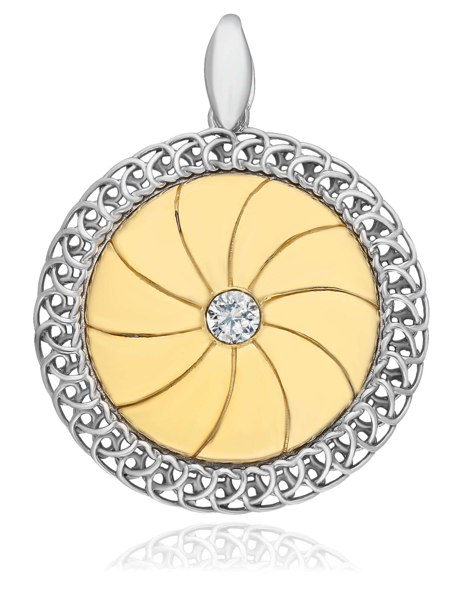 Pozlacený Prolamovaný Přívěsek Se Zirkonem, Stříbro 0 925