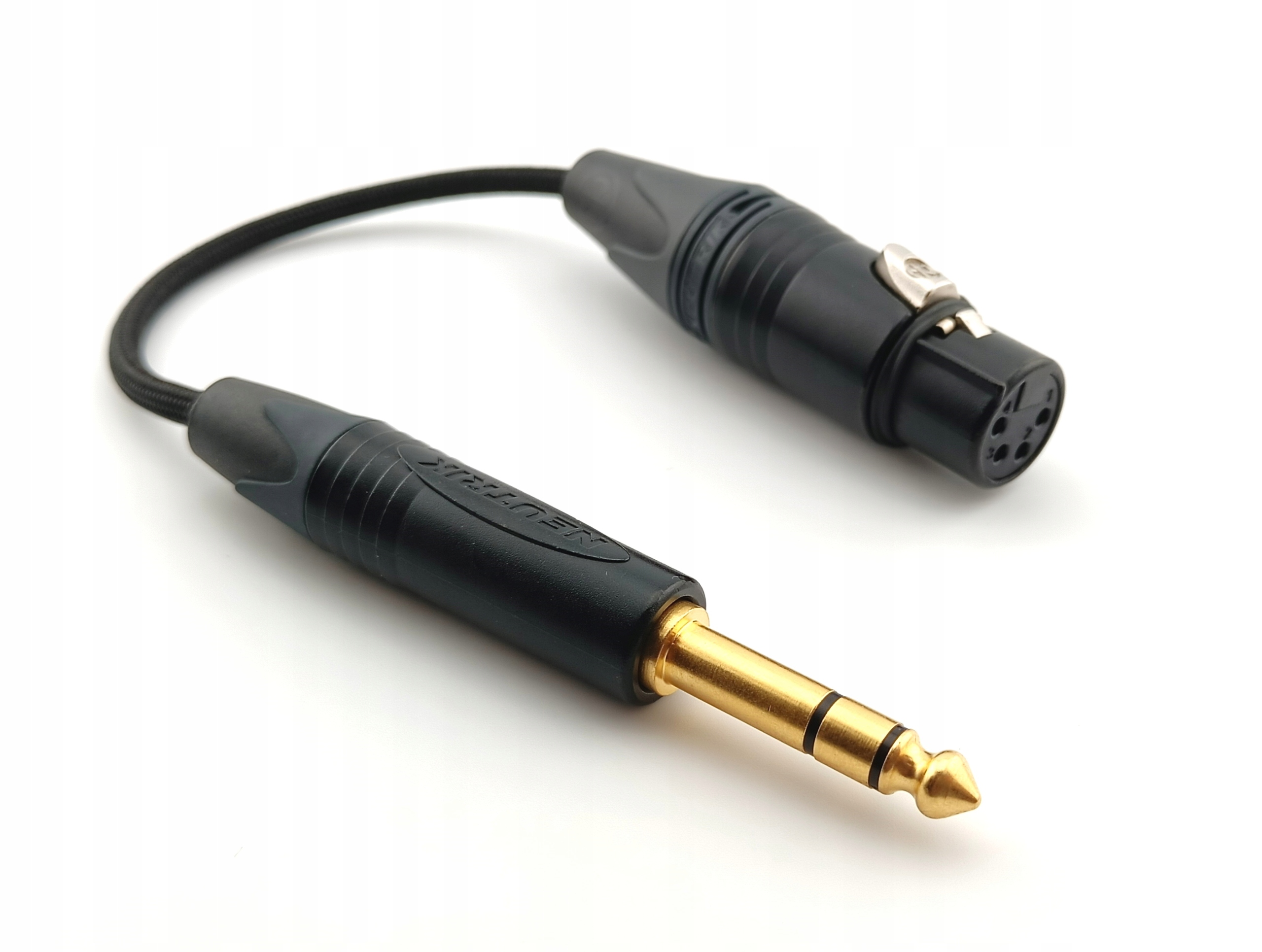 Adaptér Vyvážený Xlr konektor 4 Pin Jack 6,3 mm Canare opletení barvy