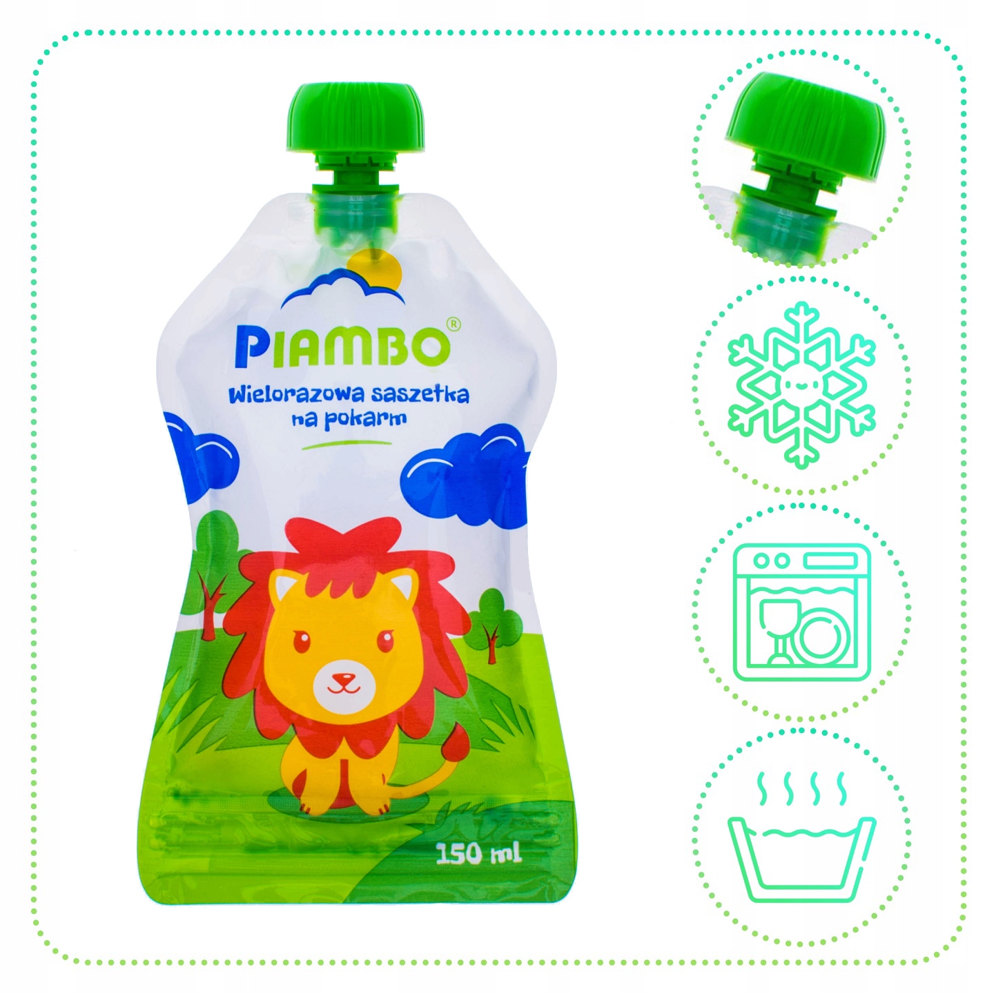 SASZETKI WIELORAZOWE TOREBKI TUBKI NA POKARM MUS Z USTNIKIEM ZIPEM 4x150 ML Kod producenta F01Z